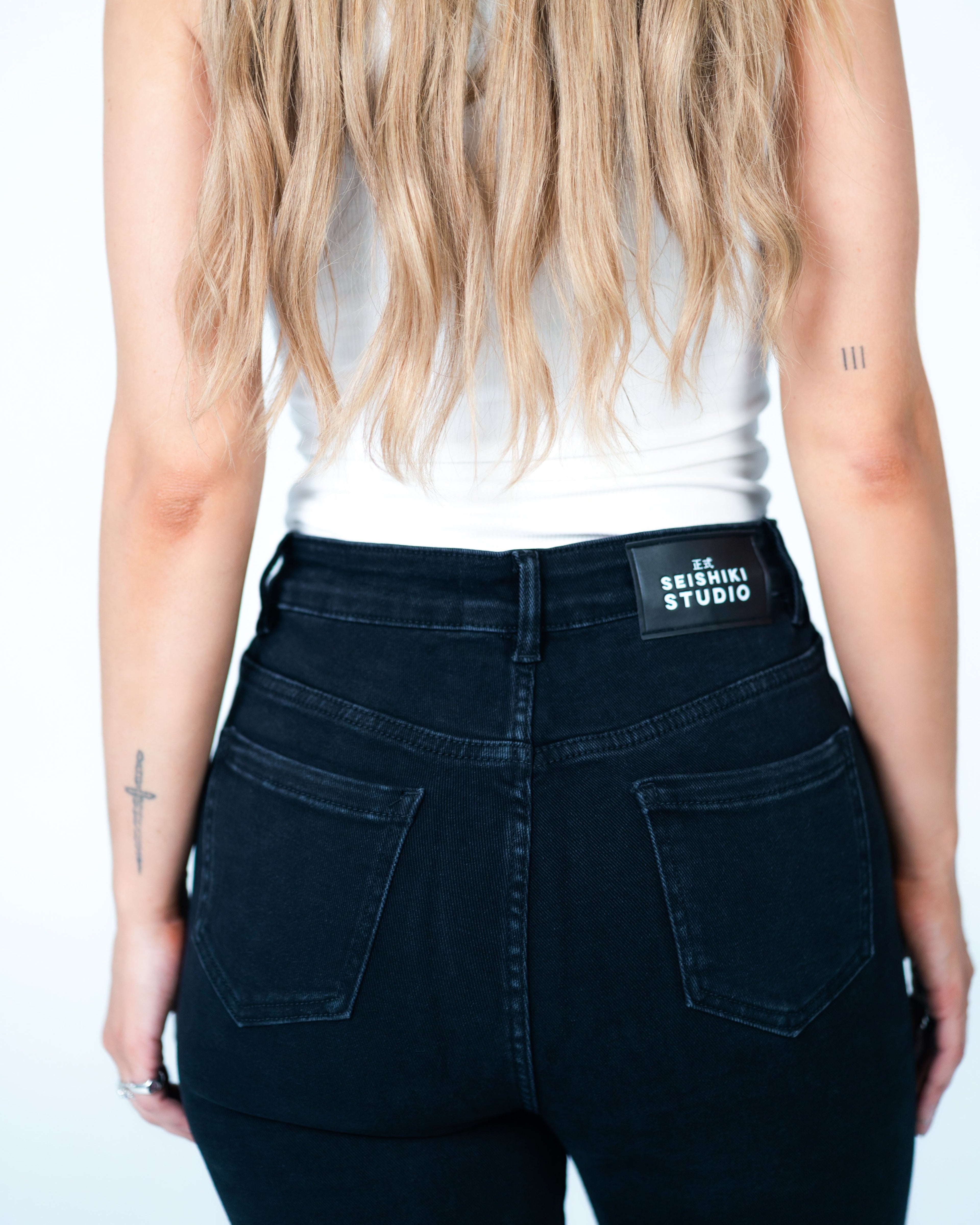 KARASU Skinny Jeans BLACK - INSEAM 74CM