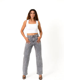 KIKYO STRETCHY GREY Straight Leg Jeans - INSEAM 74CM | SEISHIKI STUDIO