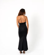 GOLD NECK DETAIL LONG DRESS BLACK