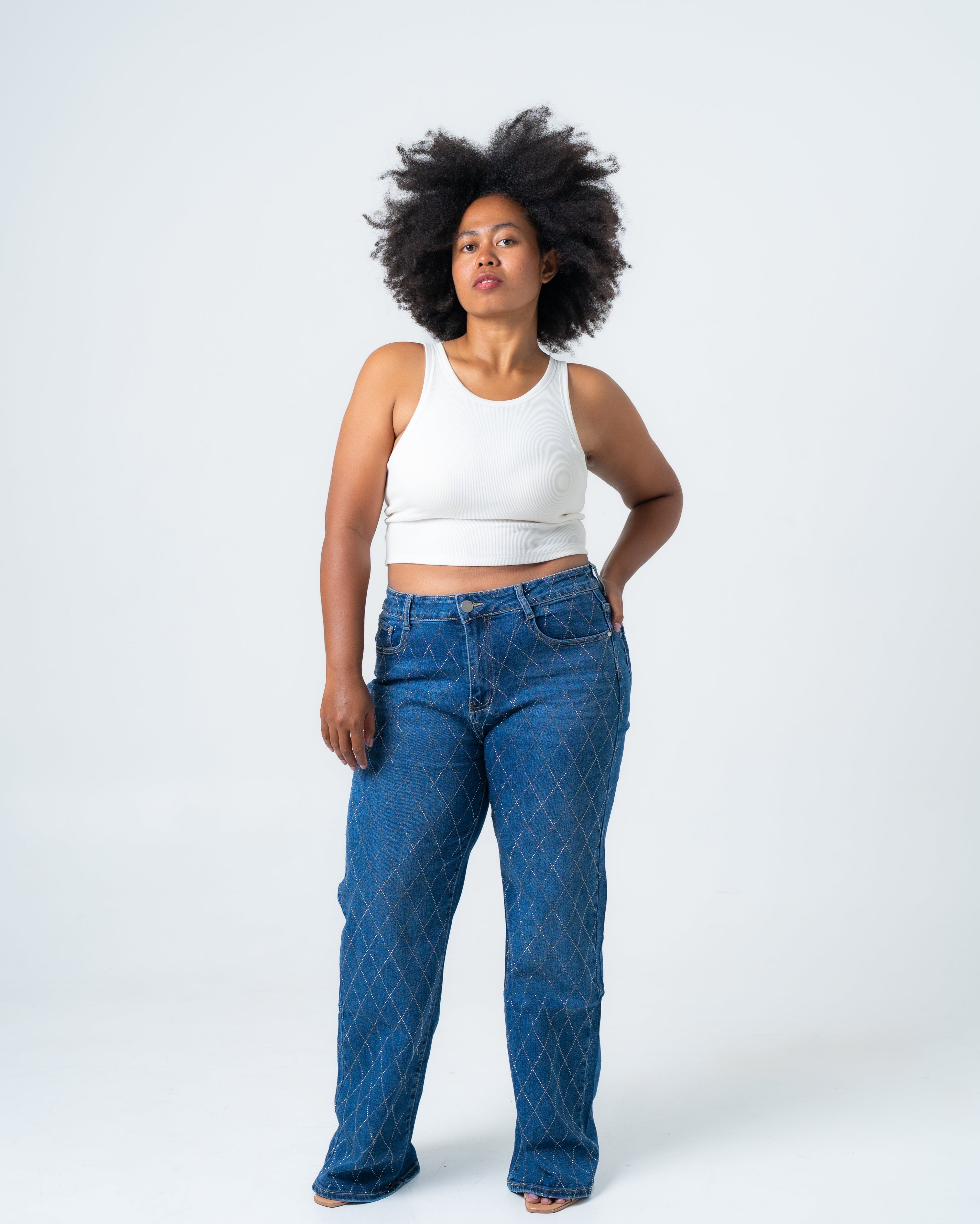 MAKOTO Sparkle Wide Leg Jeans - INSEAM 79CM