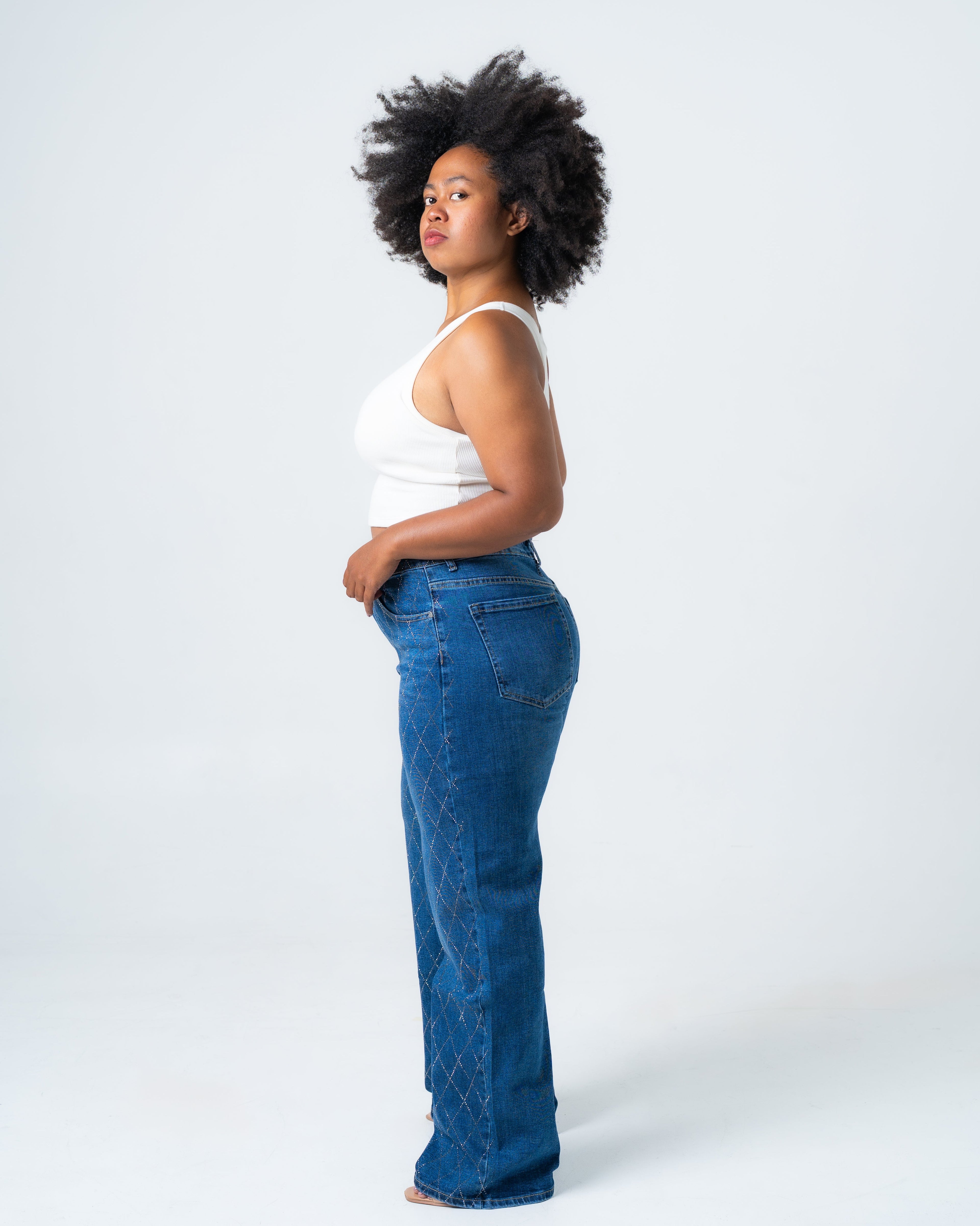 MAKOTO Sparkle Wide Leg Jeans - INSEAM 79CM