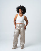 KINZOKU Faux Leather Jeans GOLD - INSEAM 80CM