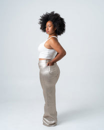 INSEAM 80CM - STRETCHY Faux Leather Jeans GOLD | SEISHIKI STUDIO
