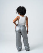 KINZOKU Faux Leather Jeans SILVER - INSEAM 80CM