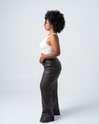 KINZOKU Faux Leather Jeans BROWN - INSEAM 80CM