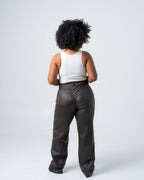 KINZOKU Faux Leather Jeans BROWN - INSEAM 80CM