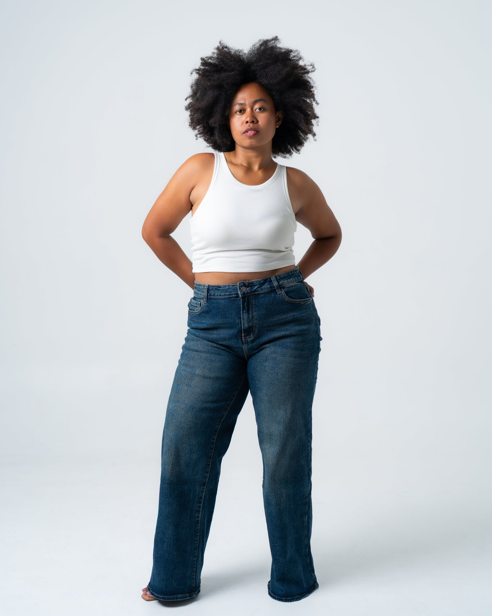 SHAKIYO Wide Leg Jeans DARK BLUE - INSEAM 77CM