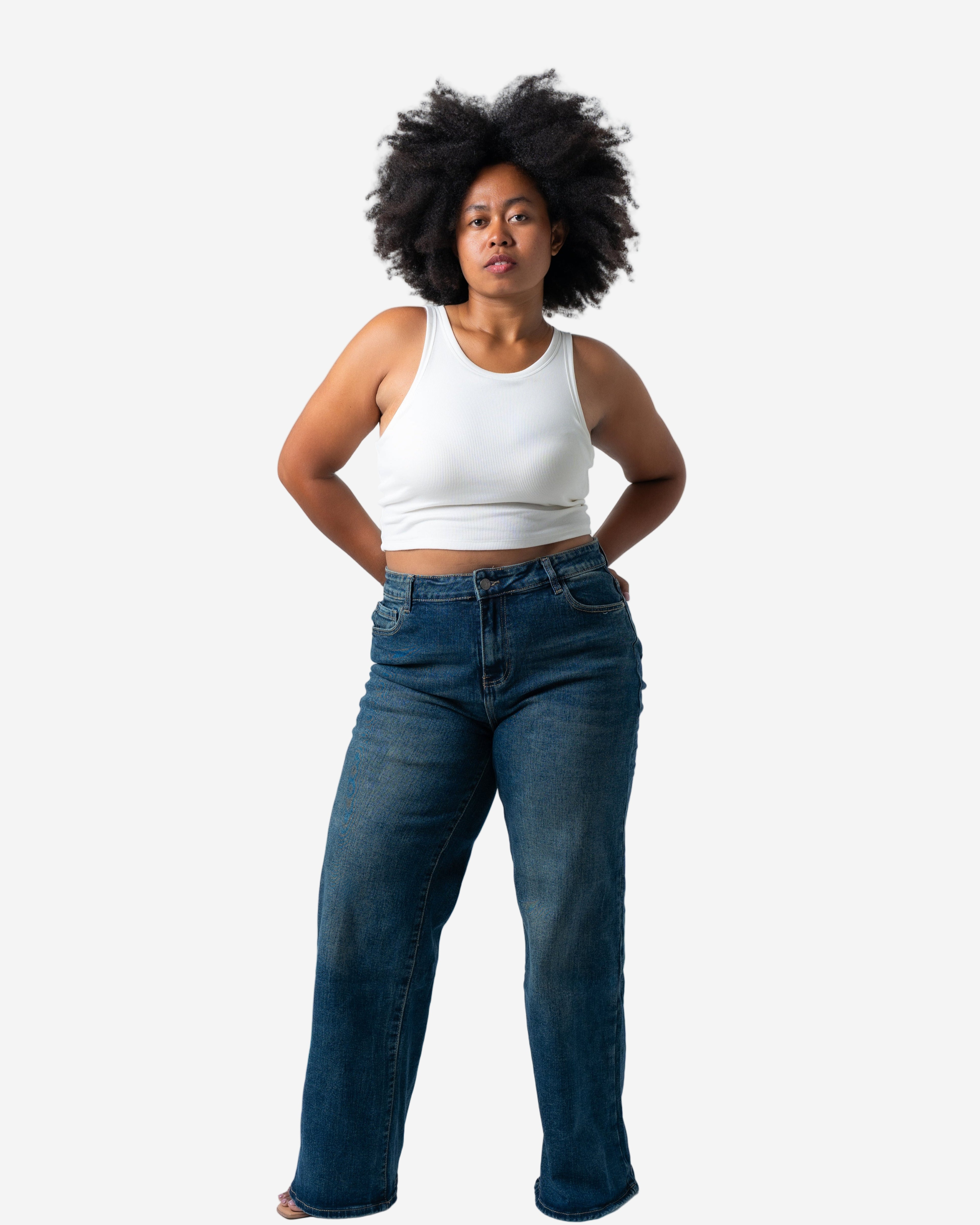 SHAKIYO Wide Leg Jeans DARK BLUE - INSEAM 77CM