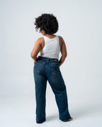 SHAKIYO Wide Leg Jeans DARK BLUE - INSEAM 77CM