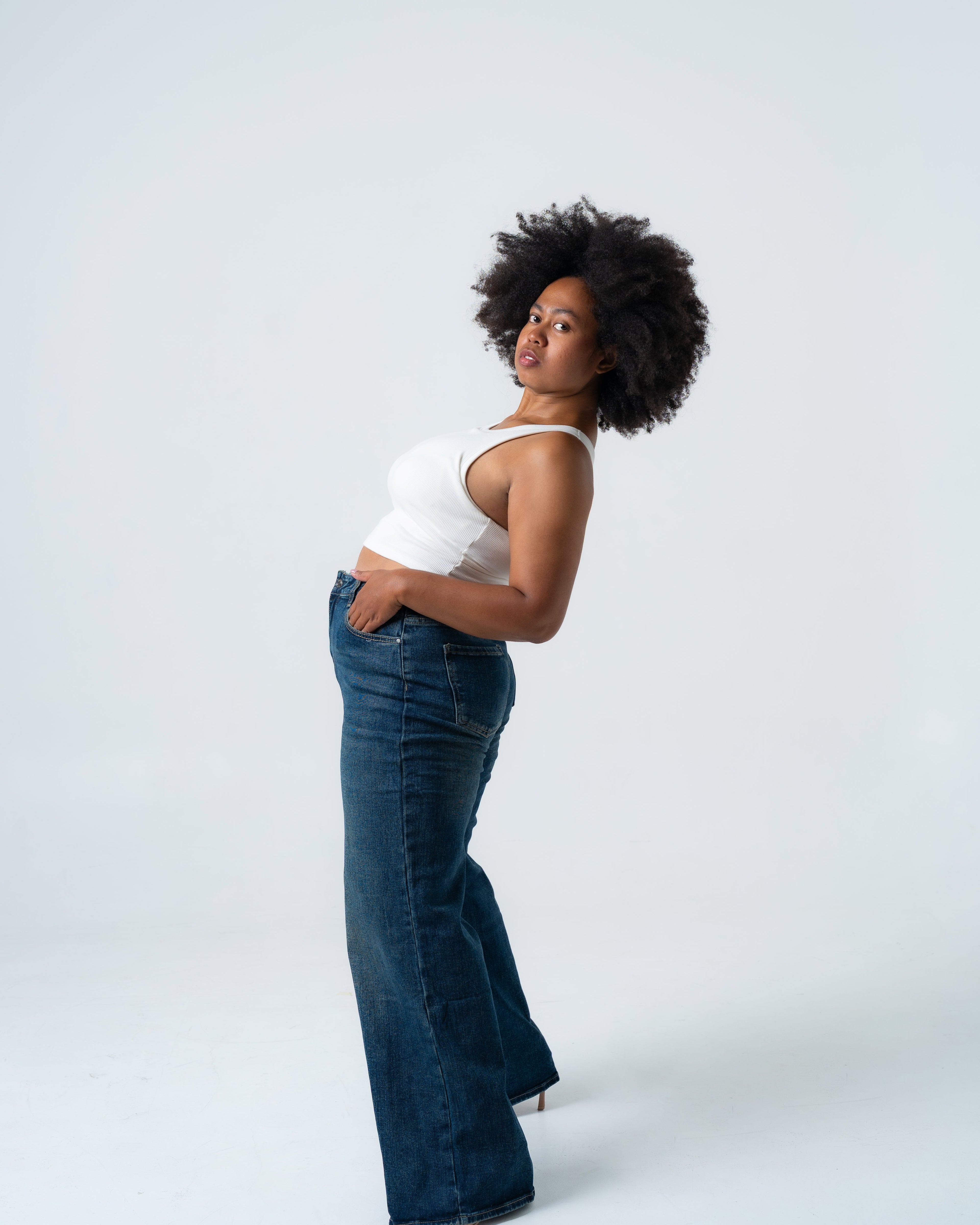 SHAKIYO Wide Leg Jeans DARK BLUE - INSEAM 77CM