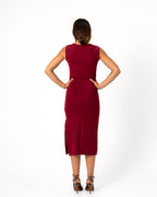 CAP SLEEVE SHORT DRESS BURGUNDY