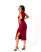 CAP SLEEVE SHORT DRESS BURGUNDY