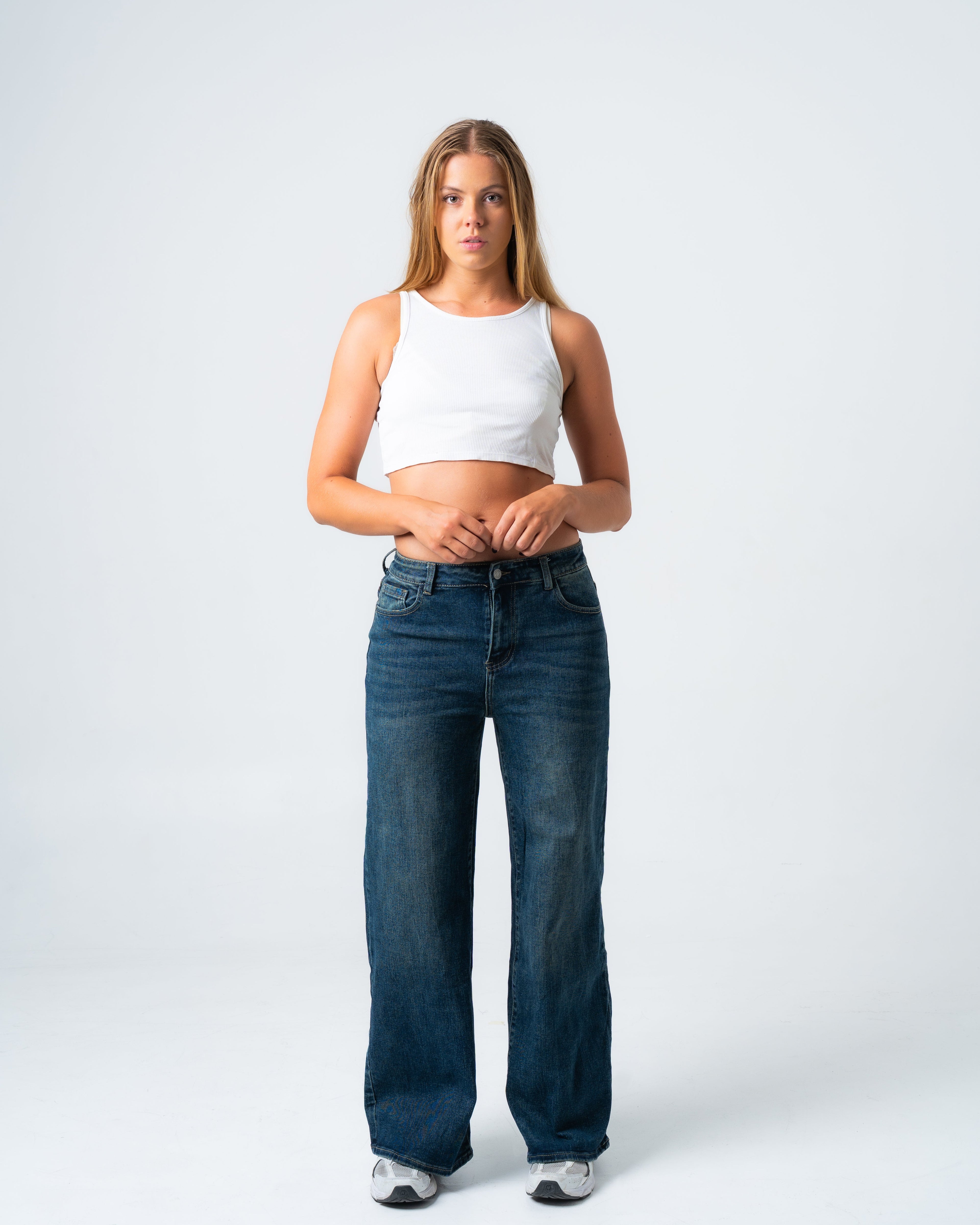 SHAKIYO Wide Leg Jeans GREY BLUE - INSEAM 77CM