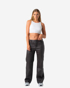 KINZOKU Faux Leather Jeans BROWN - INSEAM 80CM