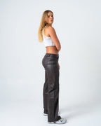 KINZOKU Faux Leather Jeans BROWN - INSEAM 80CM