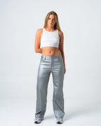 KINZOKU Faux Leather Jeans SILVER - INSEAM 80CM