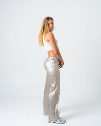 INSEAM 80CM - STRETCHY Faux Leather Jeans GOLD | SEISHIKI STUDIO