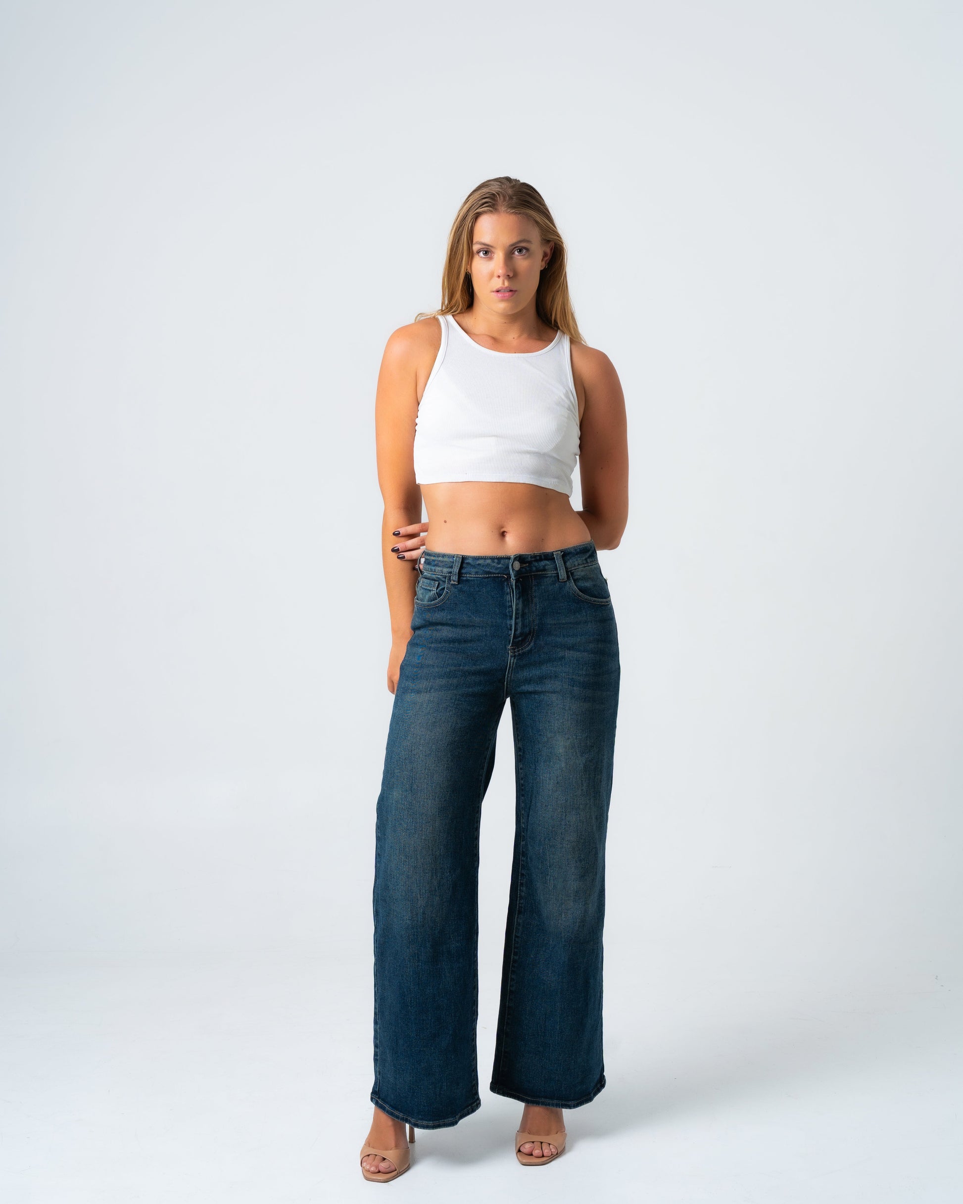 SHAKIYO Wide Leg Jeans DARK BLUE - INSEAM 77CM