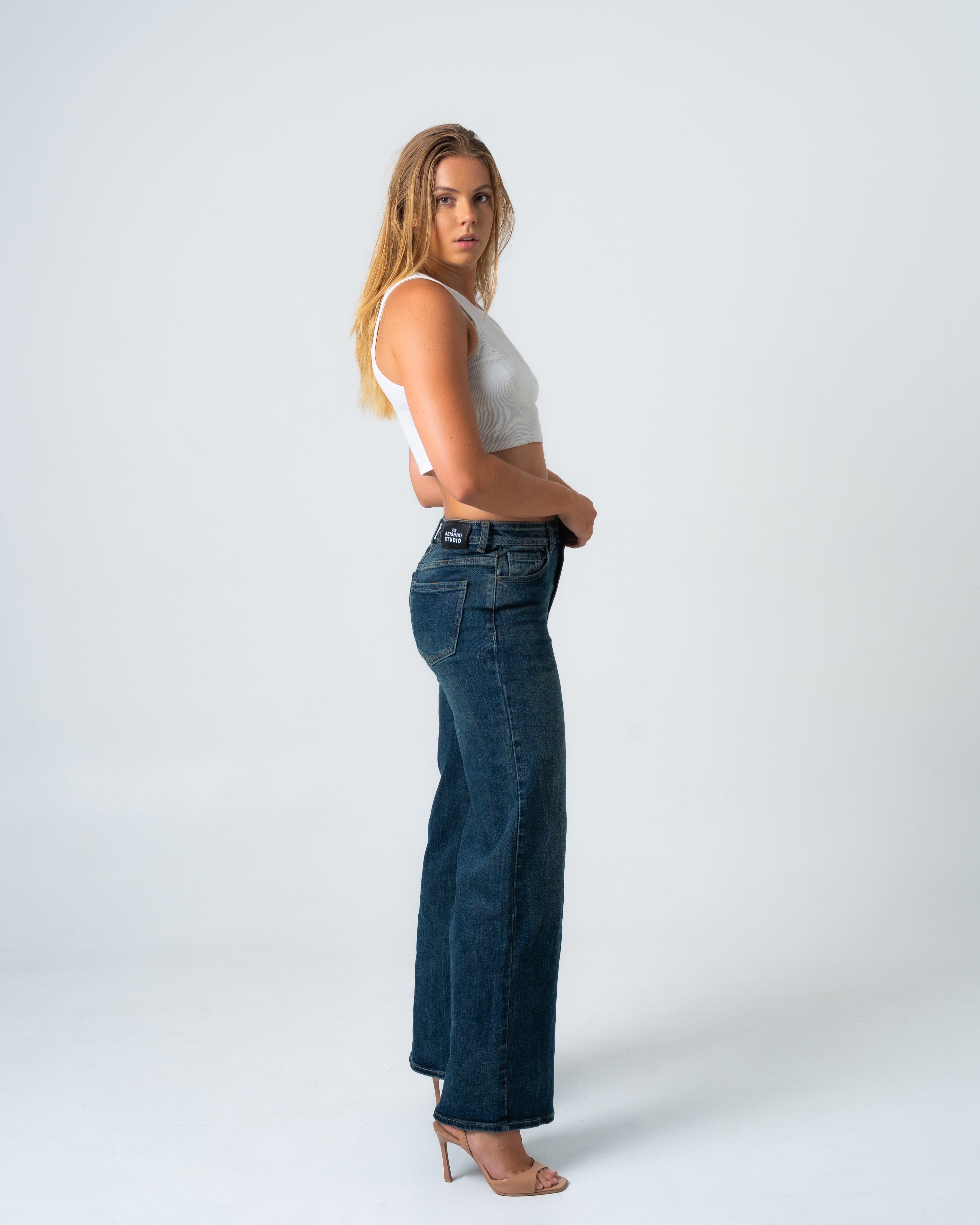 SHAKIYO Wide Leg Jeans DARK BLUE - INSEAM 77CM