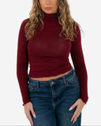 SEMI SHEER ULTRA SOFT TURTLENECK BURGUNDY