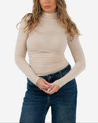 SEMI SHEER ULTRA SOFT TURTLENECK BEIGE