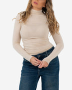 SEMI SHEER ULTRA SOFT TURTLENECK BEIGE