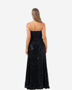 CORSET BODICE SEQUIN DRESS BLACK