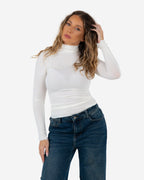 SEMI SHEER ULTRA SOFT TURTLENECK WHITE