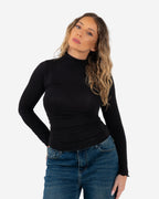 SEMI SHEER ULTRA SOFT TURTLENECK BLACK