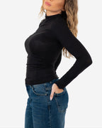 SEMI SHEER ULTRA SOFT TURTLENECK BLACK