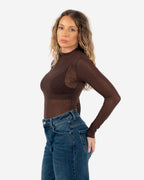 SPARKLE MESH BODYSUIT BROWN