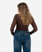 SPARKLE MESH BODYSUIT BROWN