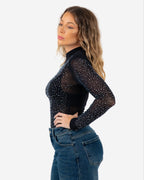 SPARKLE MESH BODYSUIT BLACK/SILVER