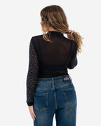 SPARKLE MESH BODYSUIT BLACK/SILVER