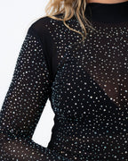 SPARKLE MESH BODYSUIT BLACK/SILVER