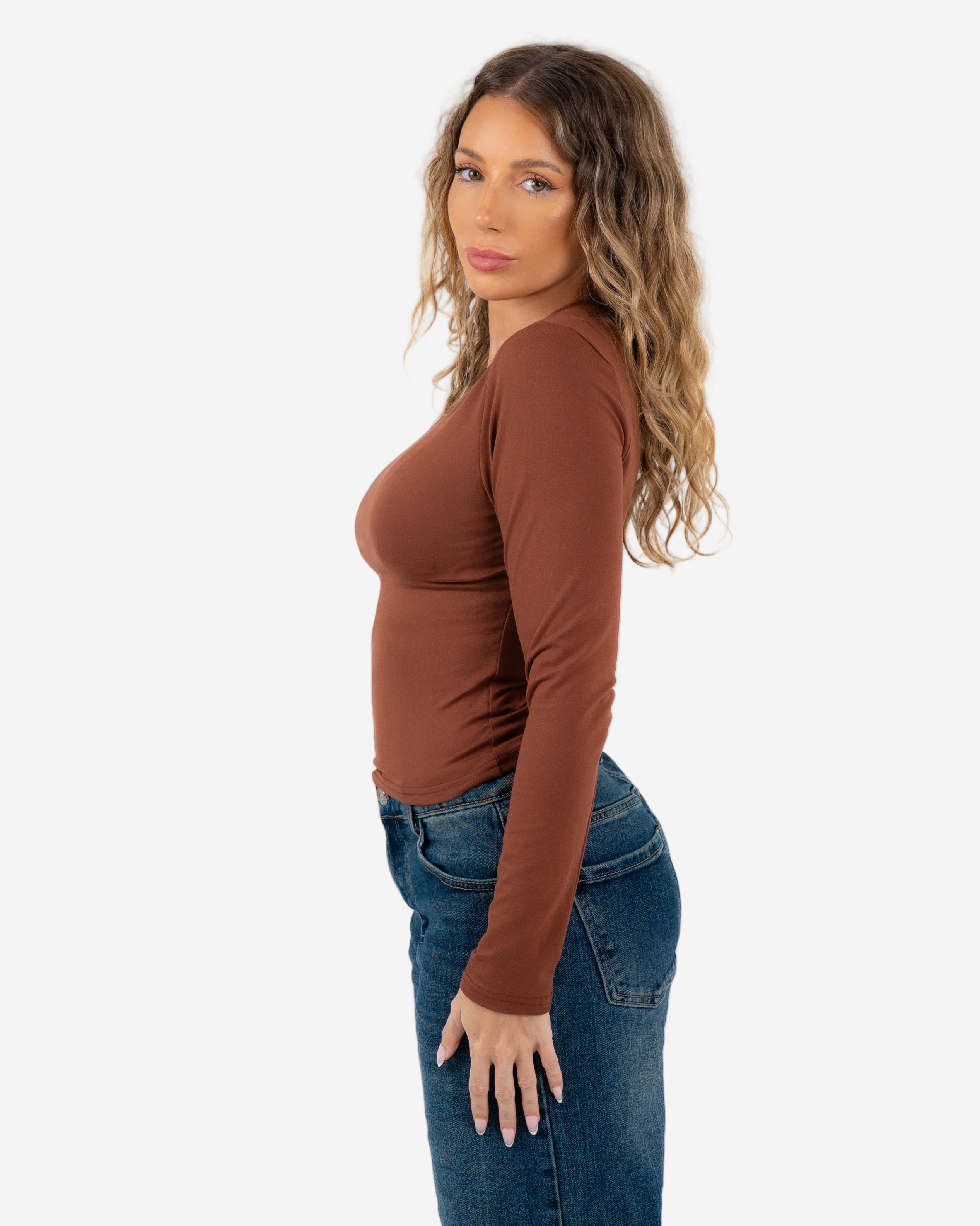 EXTRA WARM COMPRESSIVE LONGSLEEVE Top BROWN