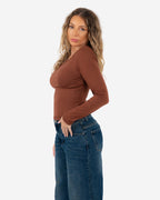 EXTRA WARM COMPRESSIVE LONGSLEEVE Top BROWN