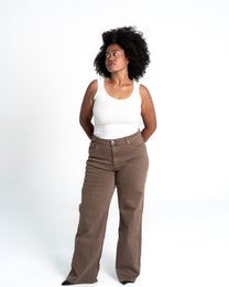 002 - THE BAGGY STRAIGHT LEG STRETCHY Jeans LIGHT BROWN - IL 78CM | SEISHIKI STUDIO