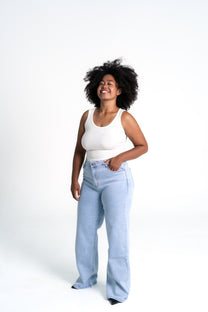 STRETCHY LIGHT WASH WIDE LEG JEANS - IL 80CM | SEISHIKI STUDIO