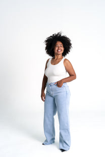 STRETCHY LIGHT WASH WIDE LEG JEANS - IL 80CM | SEISHIKI STUDIO