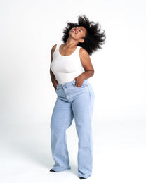 STRETCHY LIGHT WASH WIDE LEG JEANS - IL 80CM | SEISHIKI STUDIO
