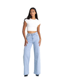 STRETCHY LIGHT WASH WIDE LEG JEANS - IL 80CM | SEISHIKI STUDIO