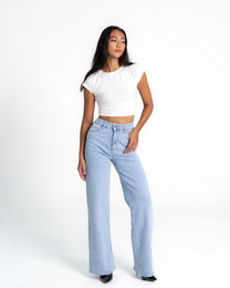 STRETCHY LIGHT WASH WIDE LEG JEANS - IL 80CM | SEISHIKI STUDIO