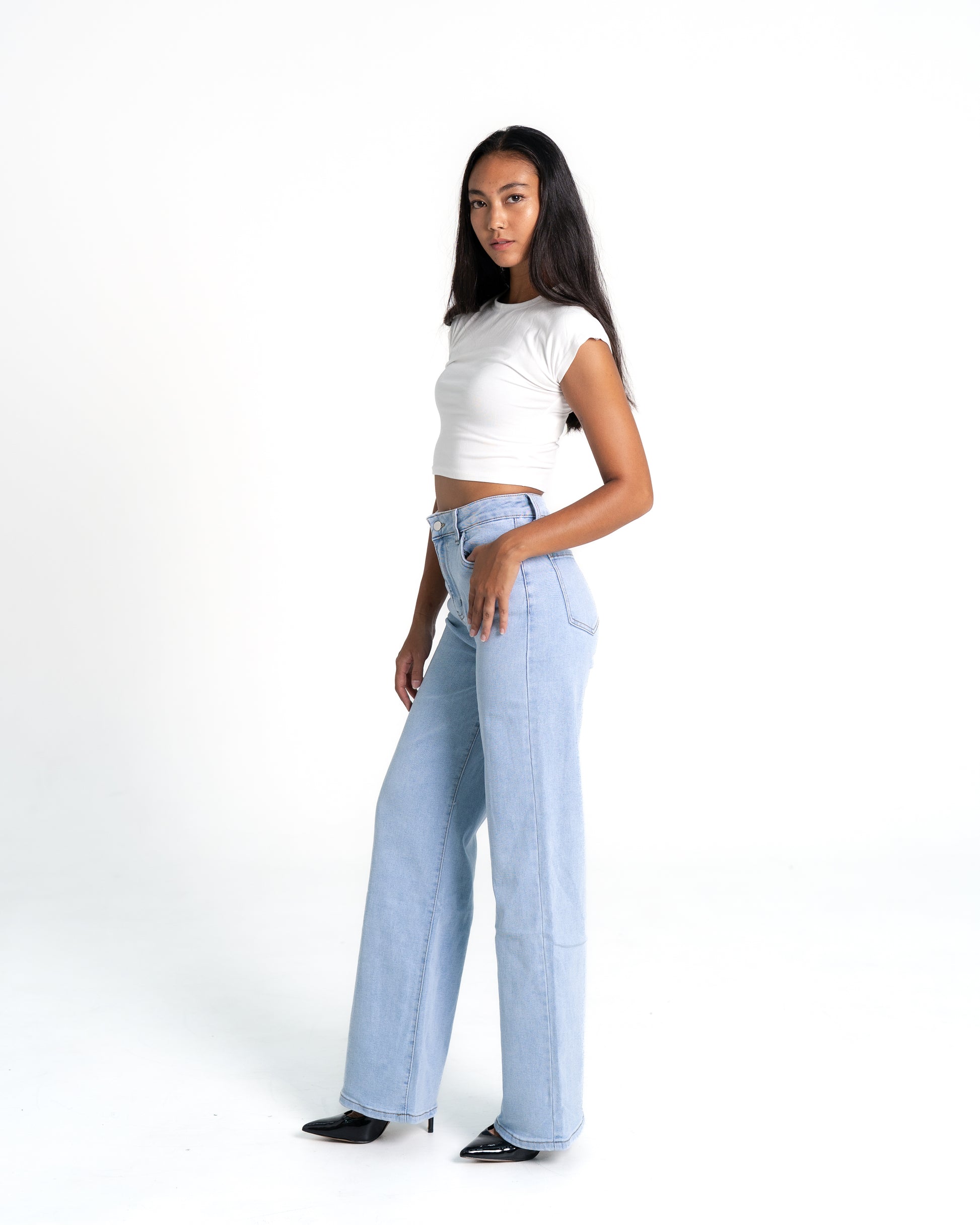 LIGHT WASH WIDE LEG JEANS - IL 80CM
