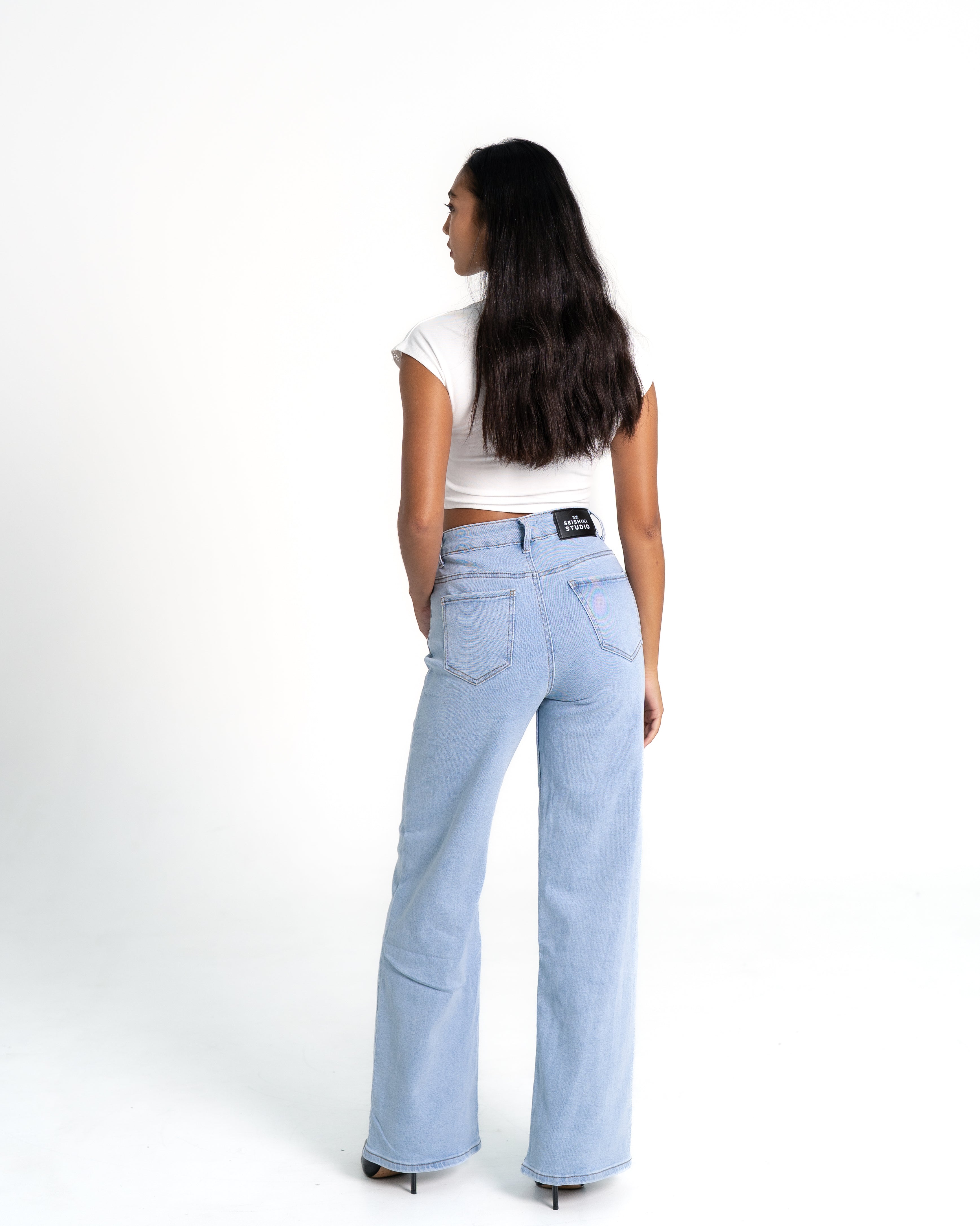 LIGHT WASHJEANS  MET WIDE LEG JEANS  IL 80 CM