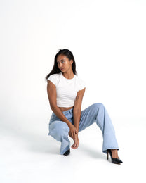 STRETCHY LIGHT WASH WIDE LEG JEANS - IL 80CM | SEISHIKI STUDIO