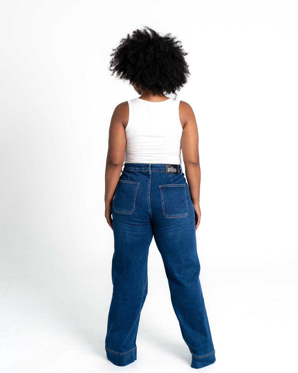 BLUE WIDE LEG JEANS WITH SMALL FRONT POCKETS - IL 80CM