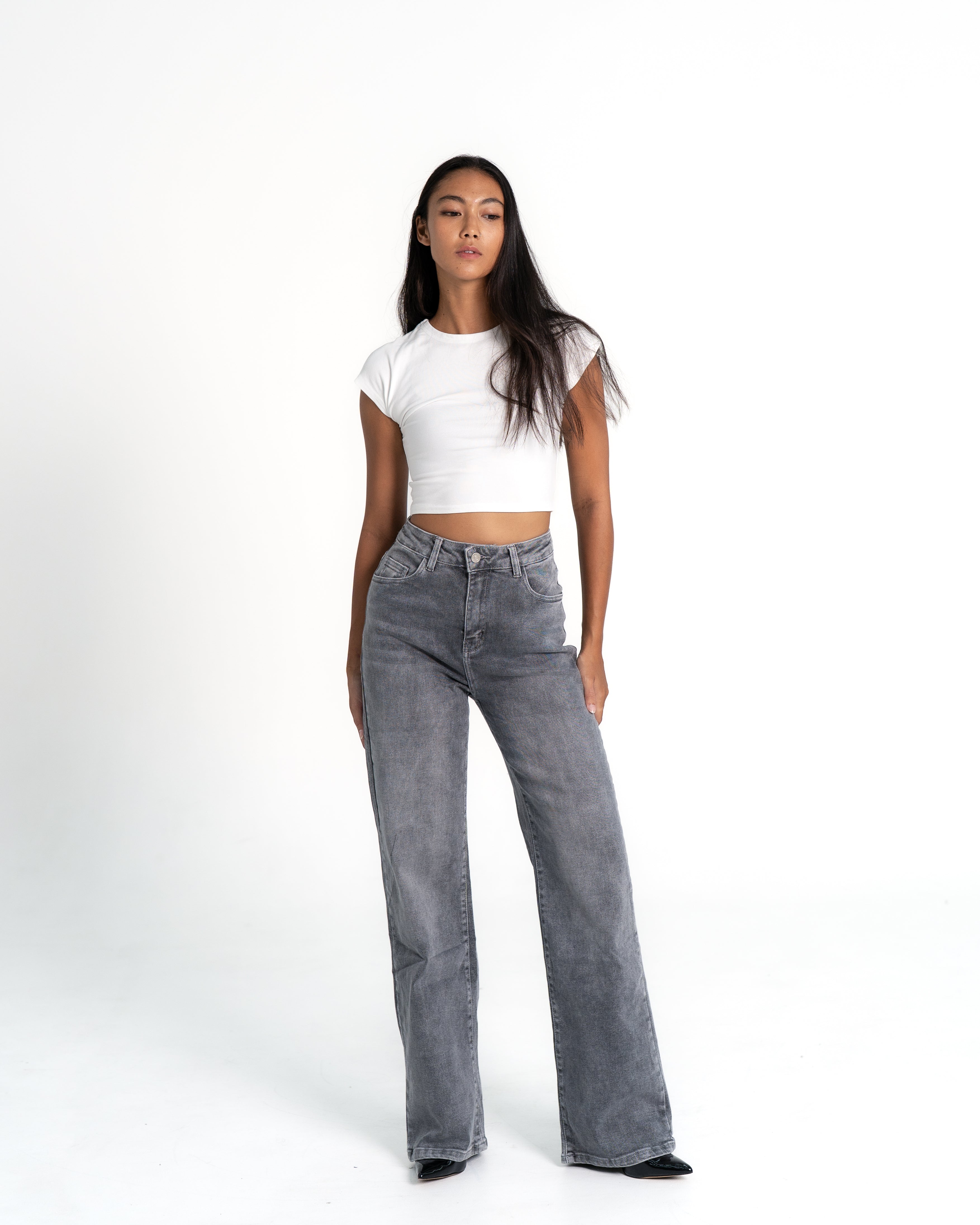 MAINICHI Wide Leg Jeans SLATE GREY - IL 79CM