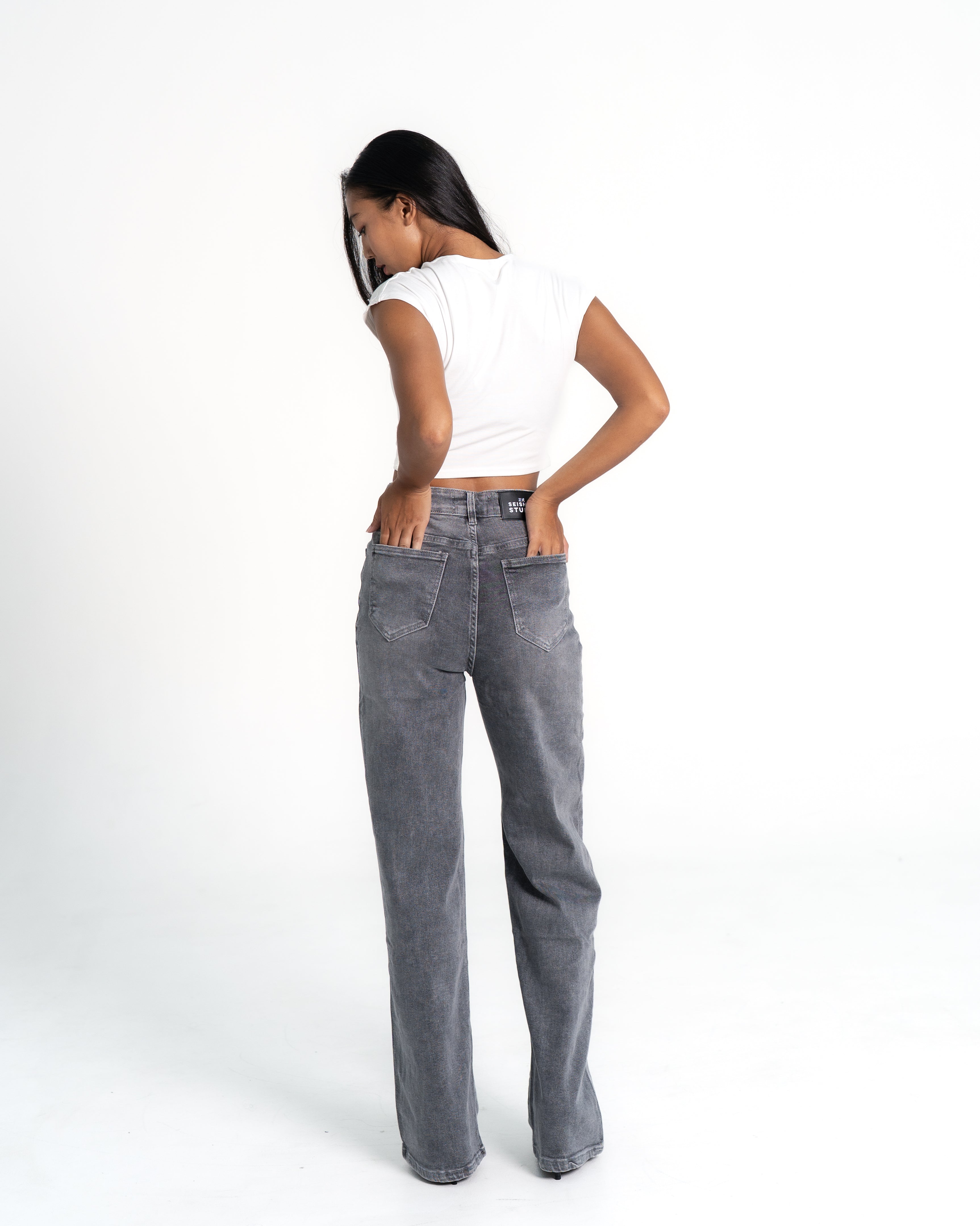 MAINICHI Wide Leg Jeans SLATE GREY - IL 79CM