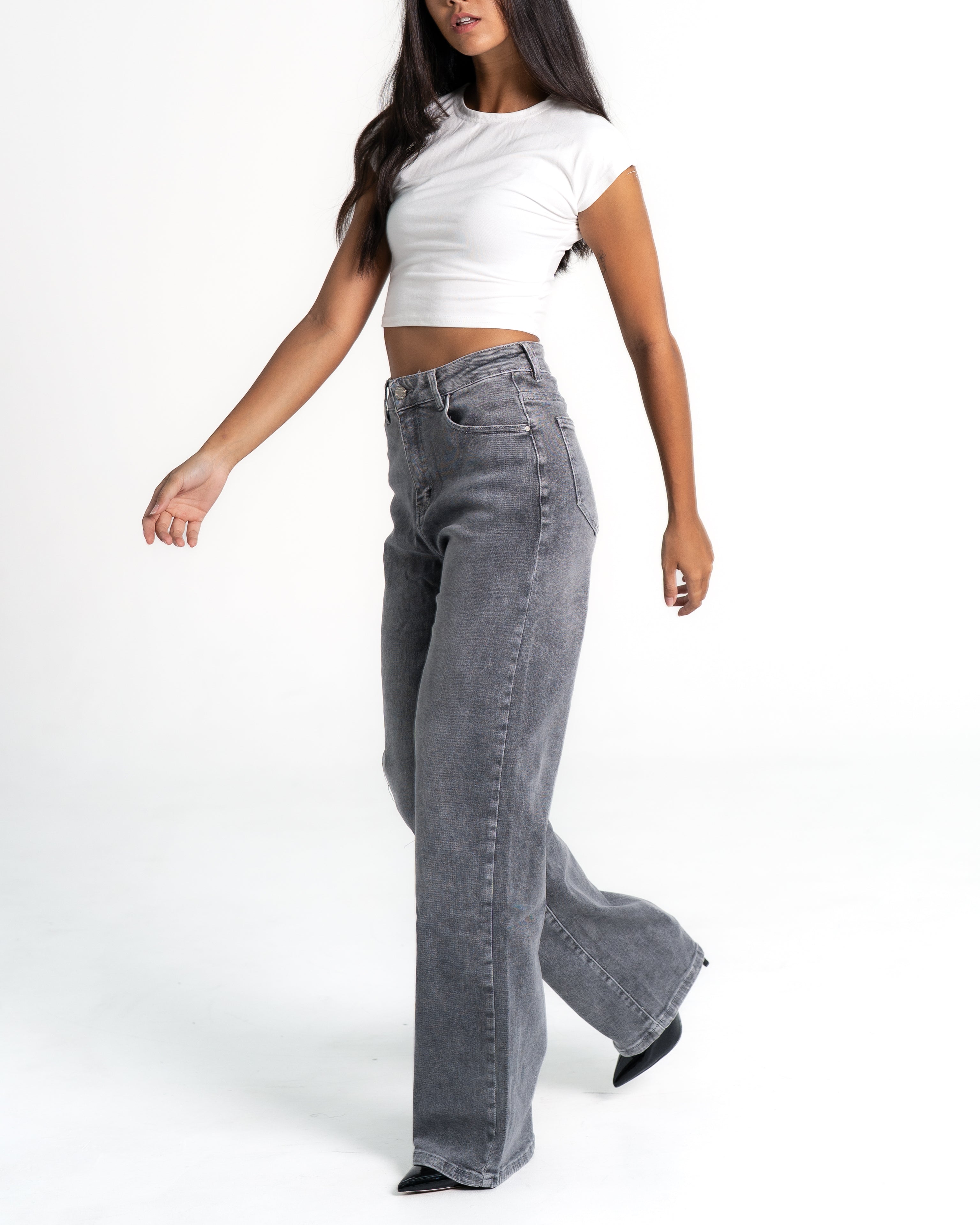 MAINICHI Wide Leg Jeans SLATE GREY - IL 79CM